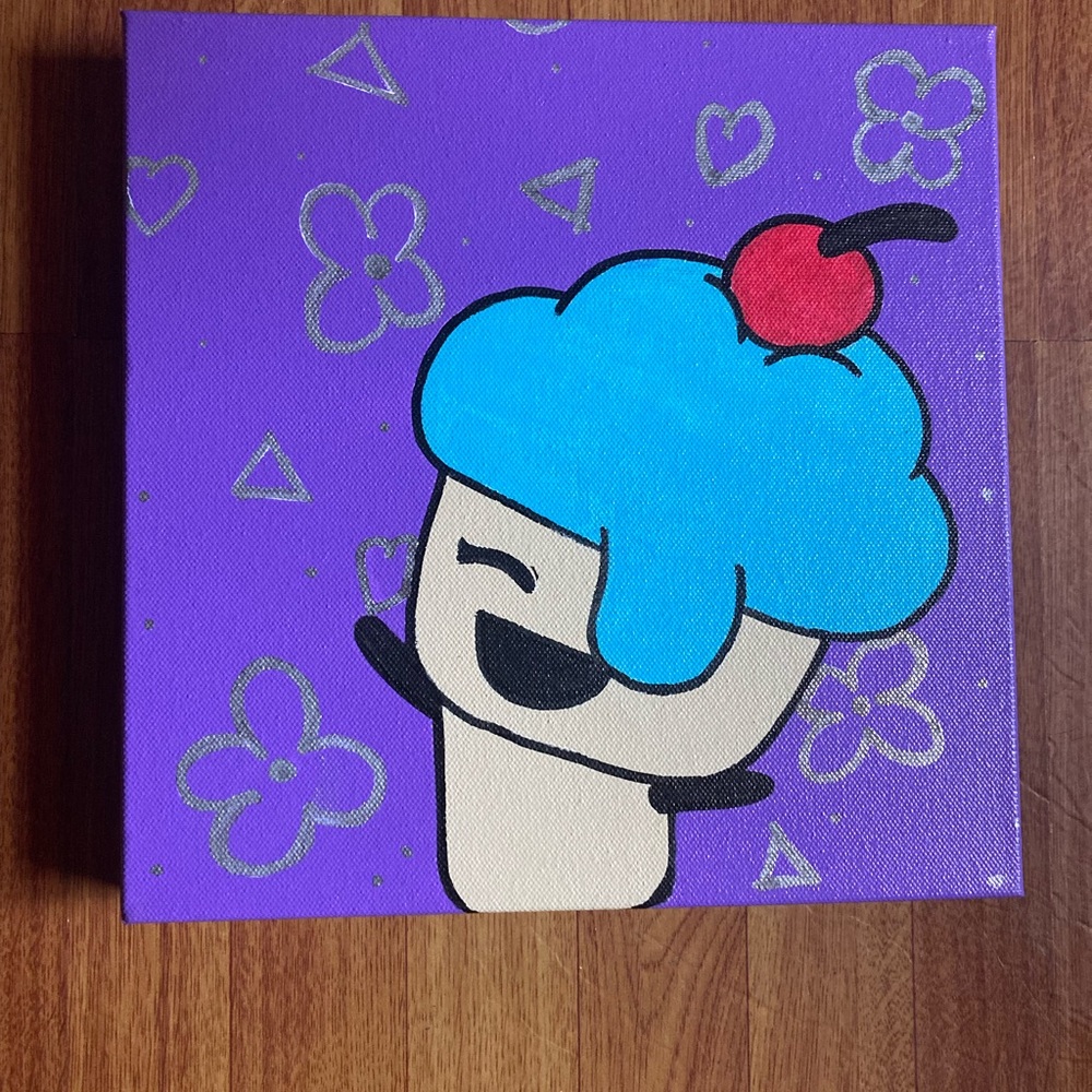 Purple Canvas Art with Blue and Red Accents by artist its_mittens